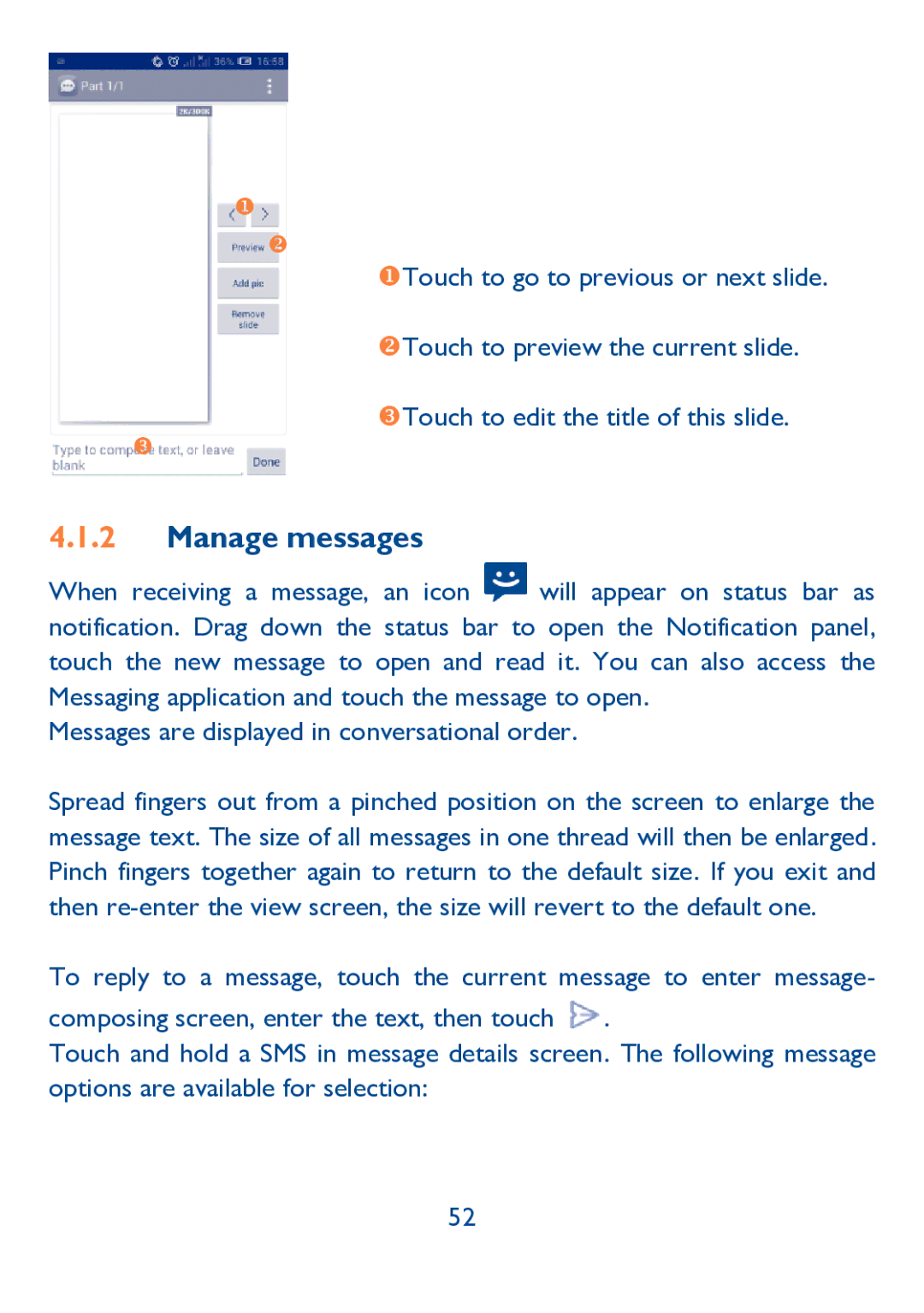 Alcatel IDOL ULTRA manual Manage messages 