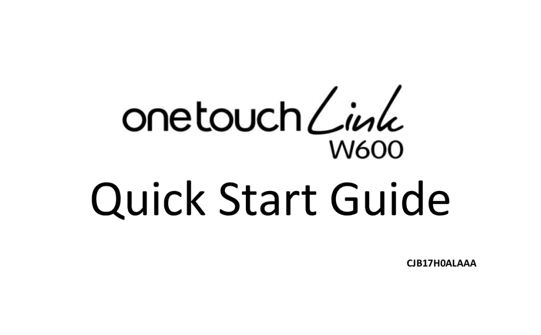 Alcatel Link (W600) manual Quick Start Guide 