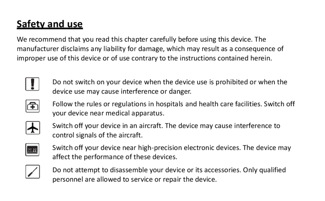 Alcatel Link (W600) manual Safety and use 