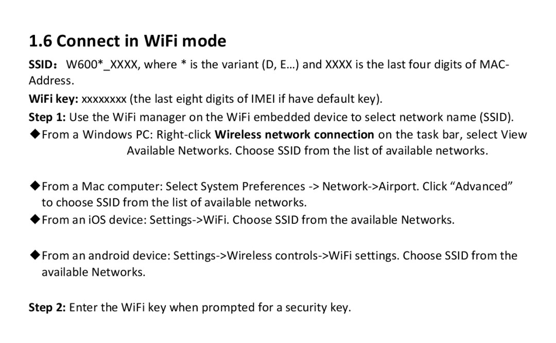 Alcatel Link (W600) manual Connect in WiFi mode 