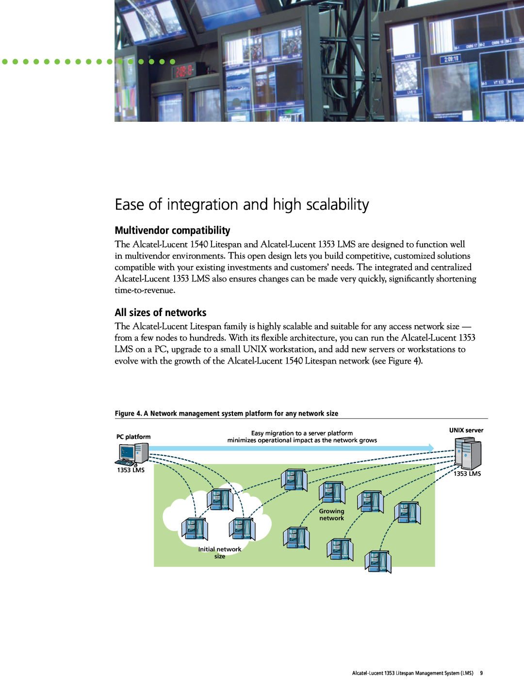 Alcatel-Lucent 1353 manual Ease of integration and high scalability, Multivendor compatibility, All sizes of networks 