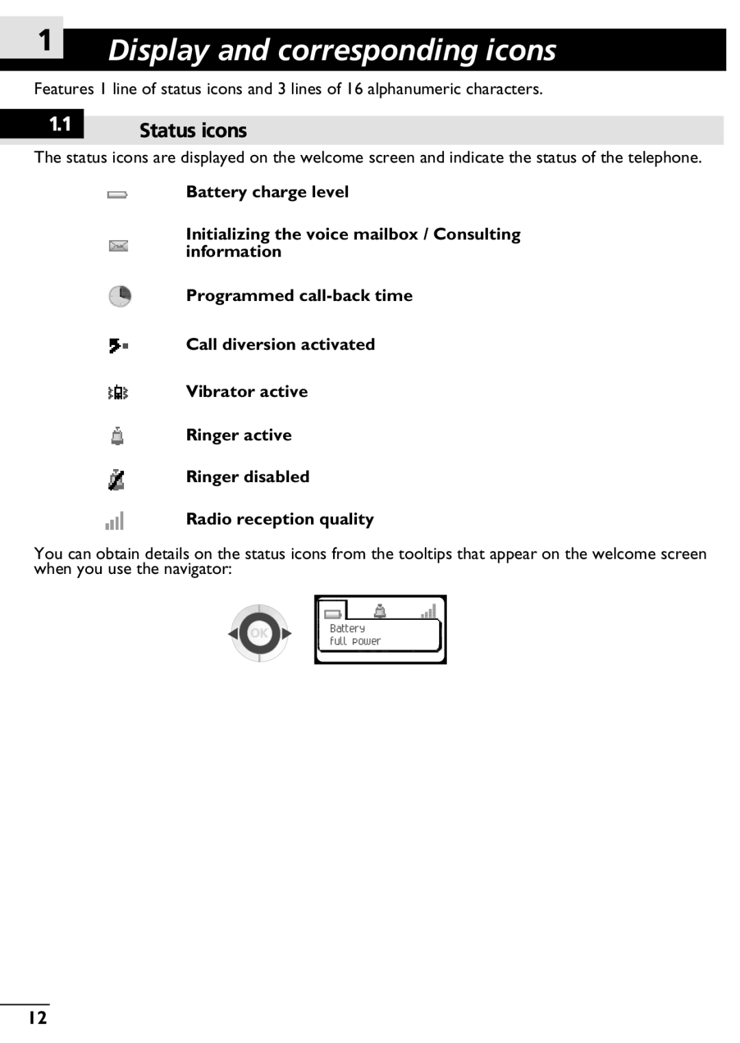 Alcatel-Lucent 300, 400 manual Display and corresponding icons, Status icons 