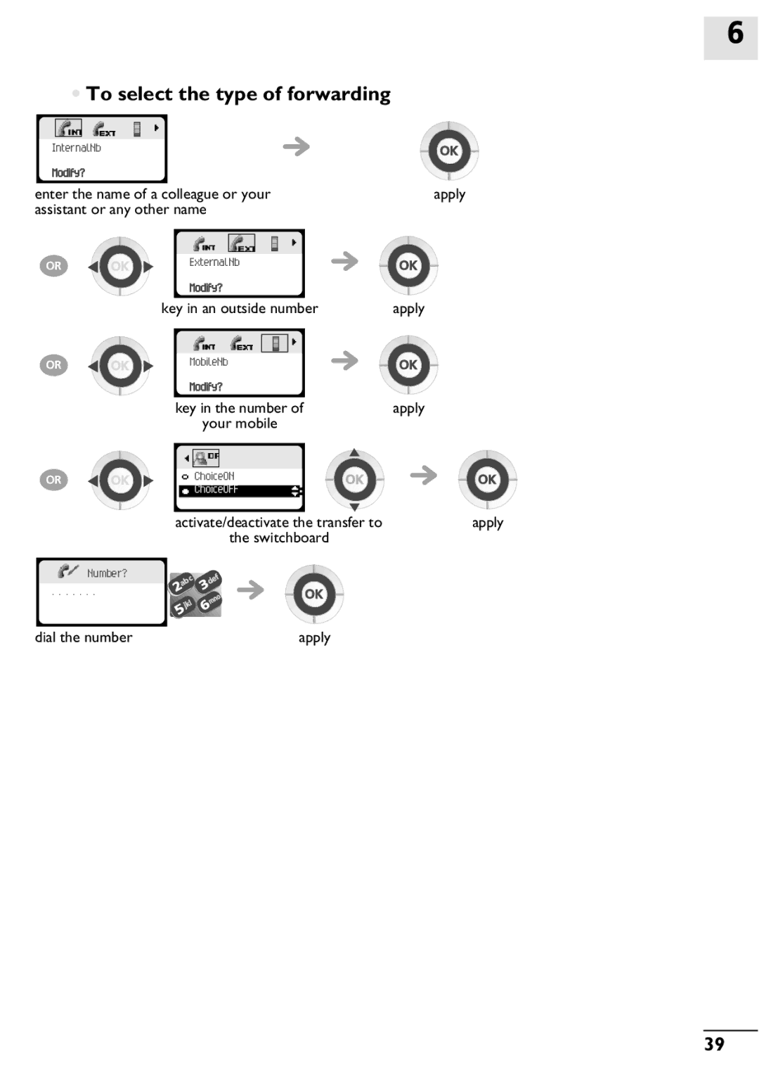 Alcatel-Lucent 400, 300 manual To select the type of forwarding 