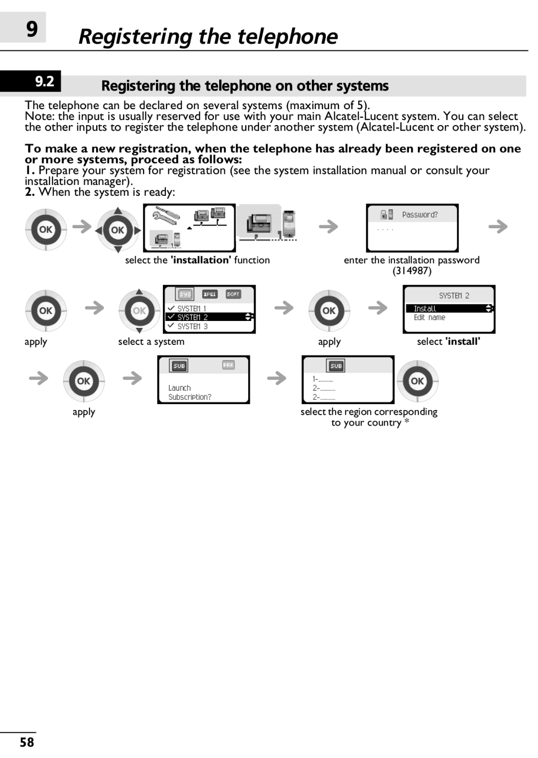 Alcatel-Lucent 300, 400 manual Registering the telephone on other systems 