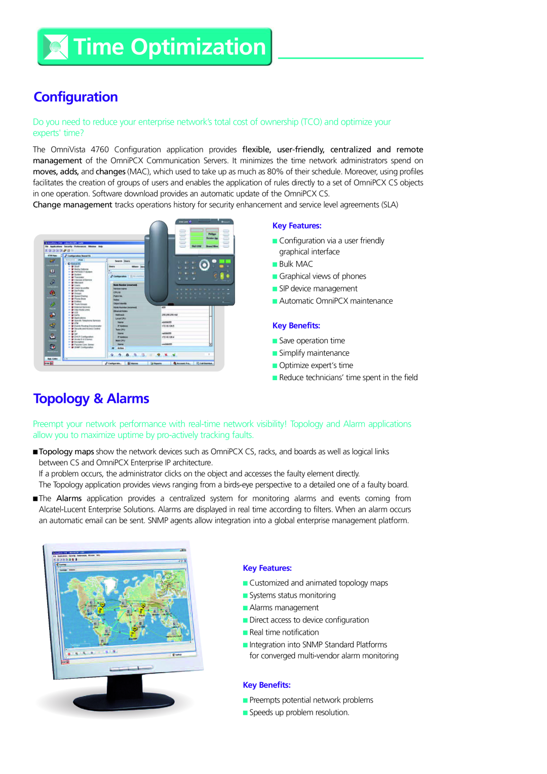 Alcatel-Lucent 4760 manual Time Optimization, Configuration, Topology & Alarms 