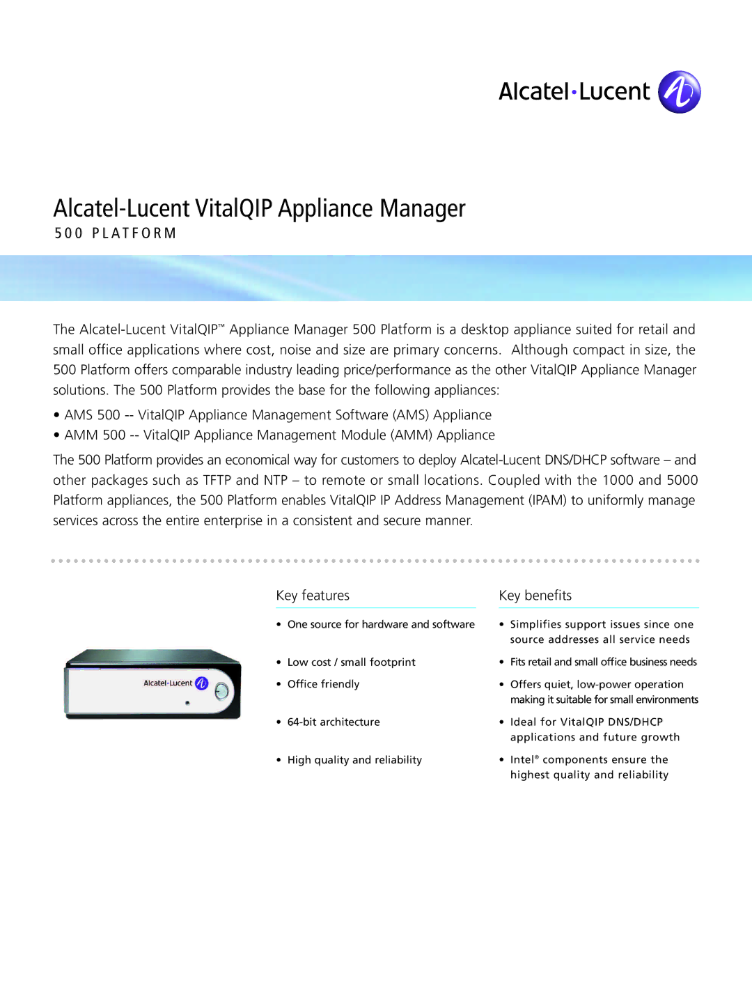 Alcatel-Lucent 500 manual Alcatel-Lucent VitalQIP Appliance Manager, LAT for M 