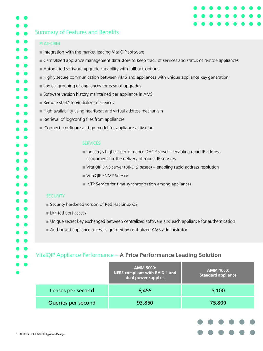 Alcatel-Lucent 5000 manual Platform, Services, Security 