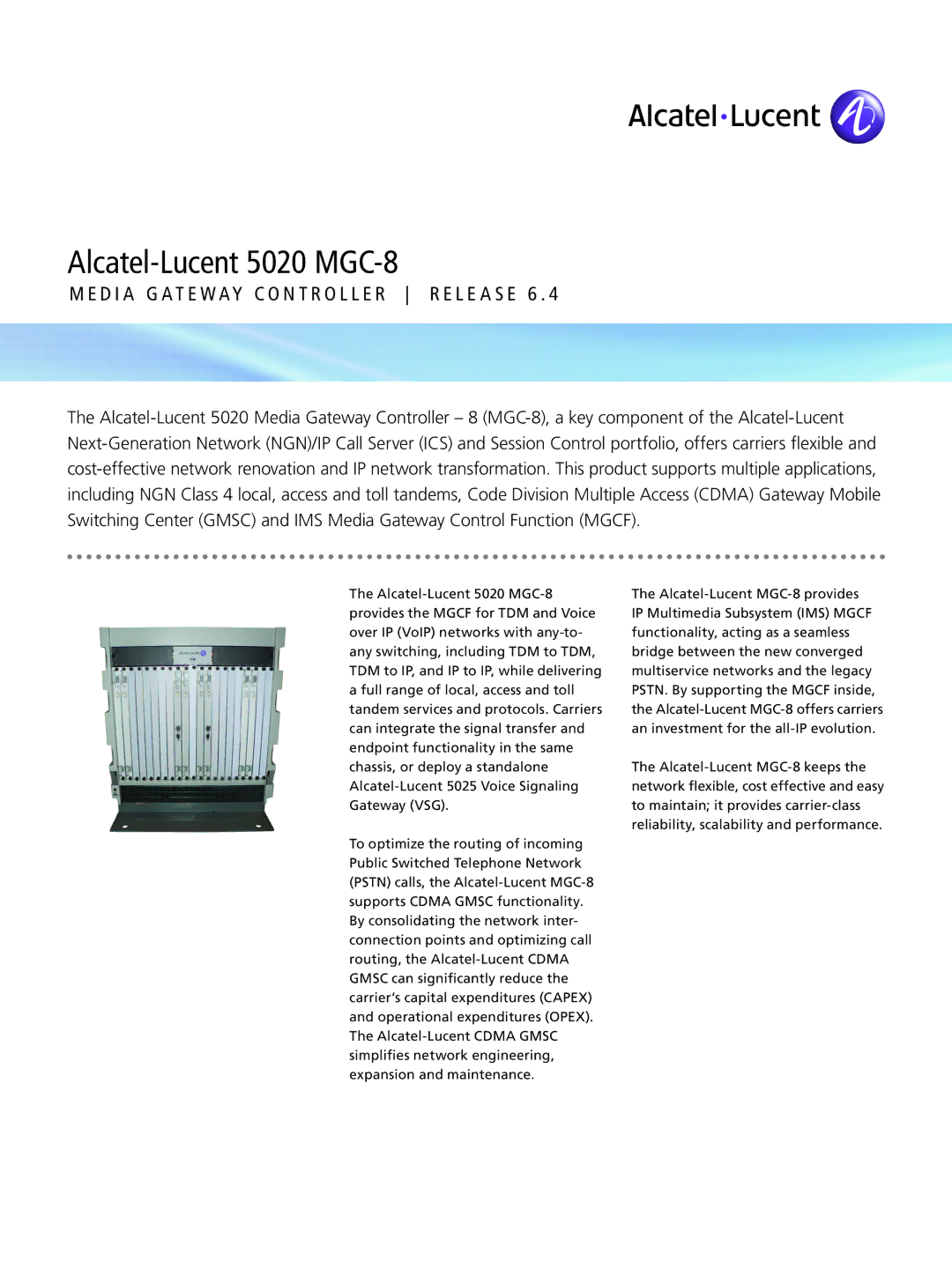 Alcatel-Lucent manual Alcatel-Lucent 5020 MGC-8 