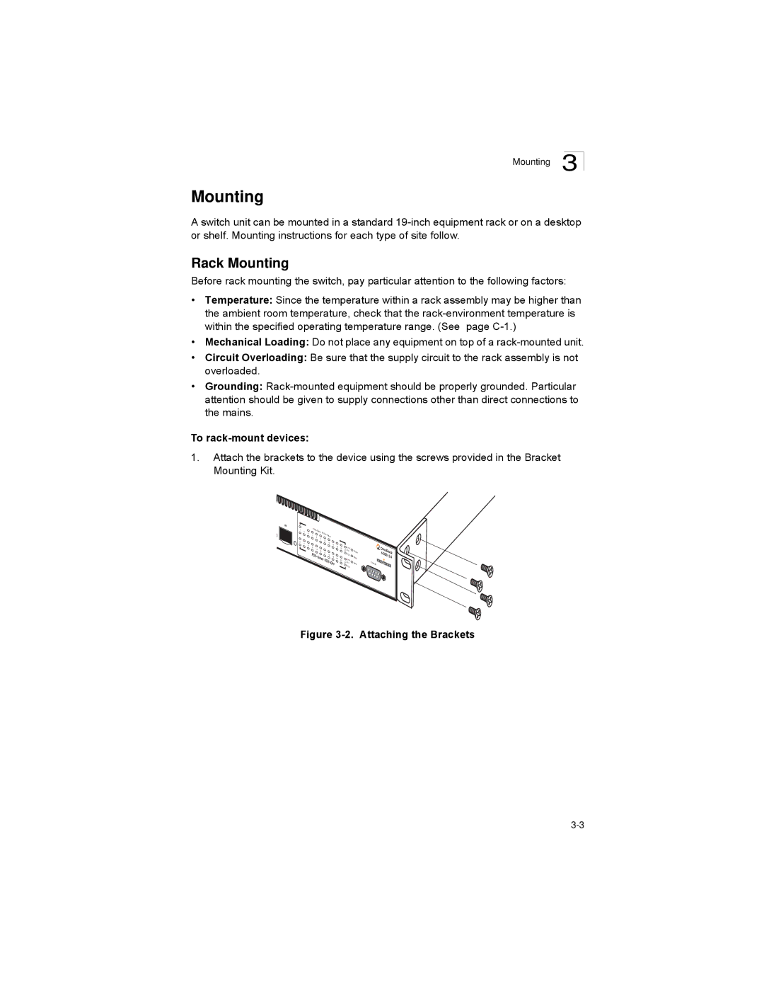 Alcatel-Lucent 6300-24 manual Rack Mounting, To rack-mount devices 