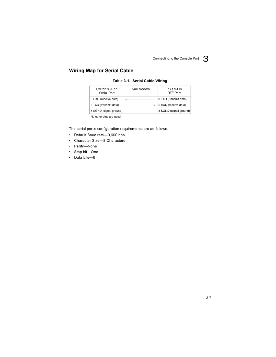 Alcatel-Lucent 6300-24 Wiring Map for Serial Cable, Serial Cable Wiring Switch’s 9-Pin Null Modem PC’s 9-Pin, DTE Port 