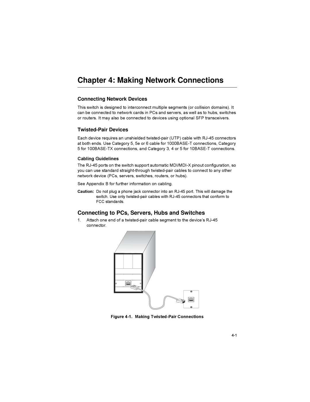 Alcatel-Lucent 6300-24 Making Network Connections, Connecting to PCs, Servers, Hubs and Switches, Twisted-Pair Devices 