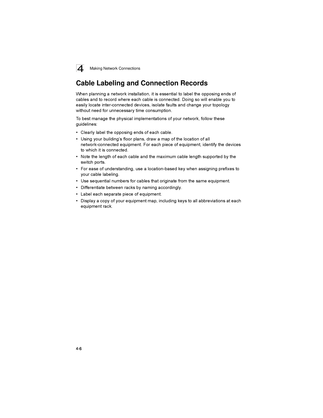 Alcatel-Lucent 6300-24 manual Cable Labeling and Connection Records 