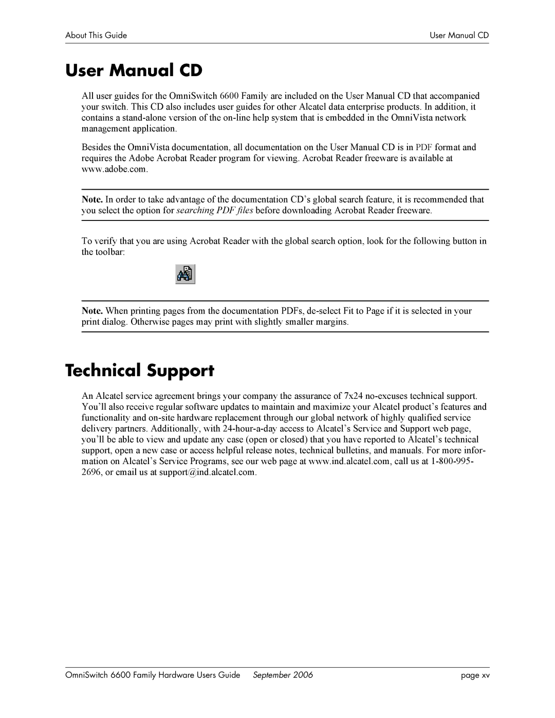 Alcatel-Lucent 6600 manual Technical Support 