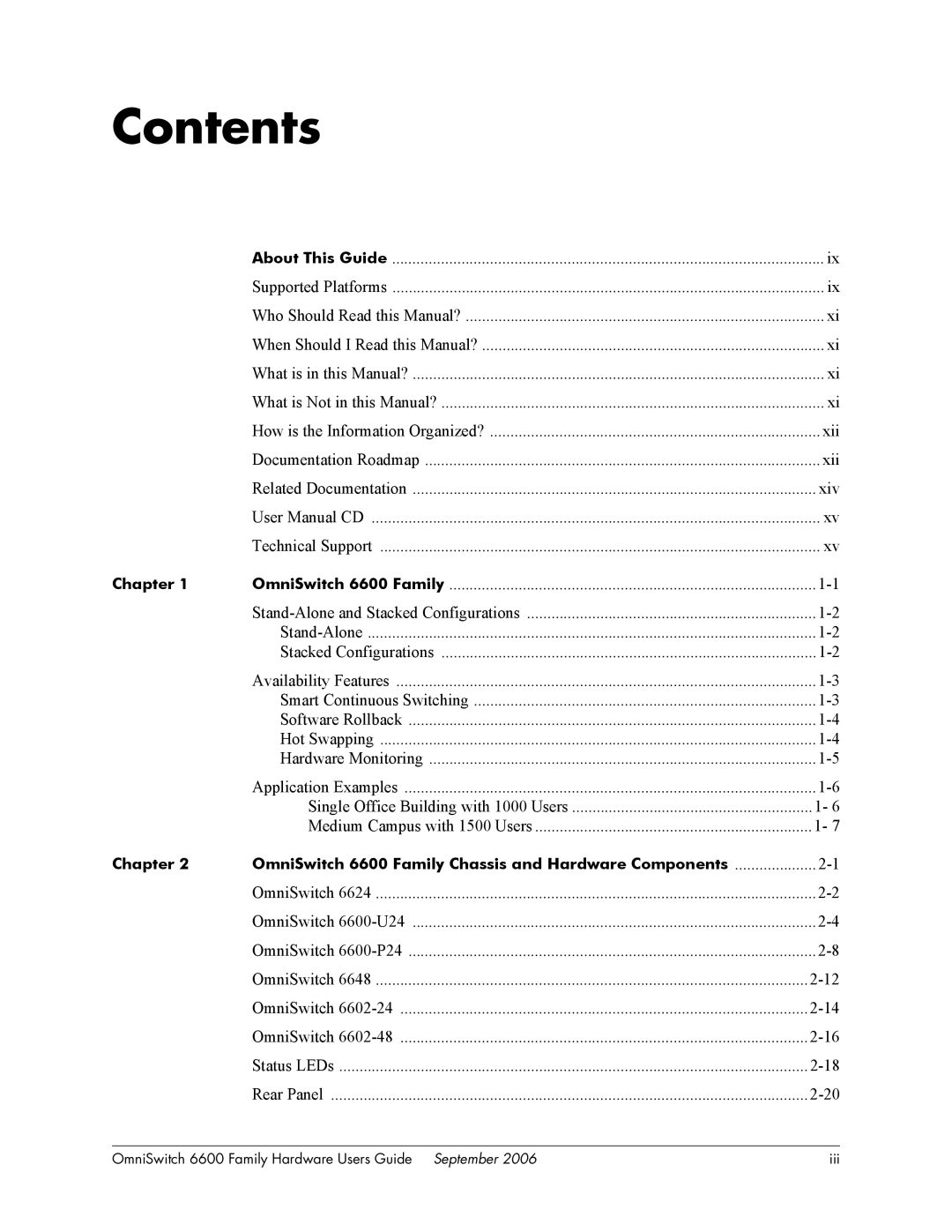 Alcatel-Lucent 6600 manual Contents 