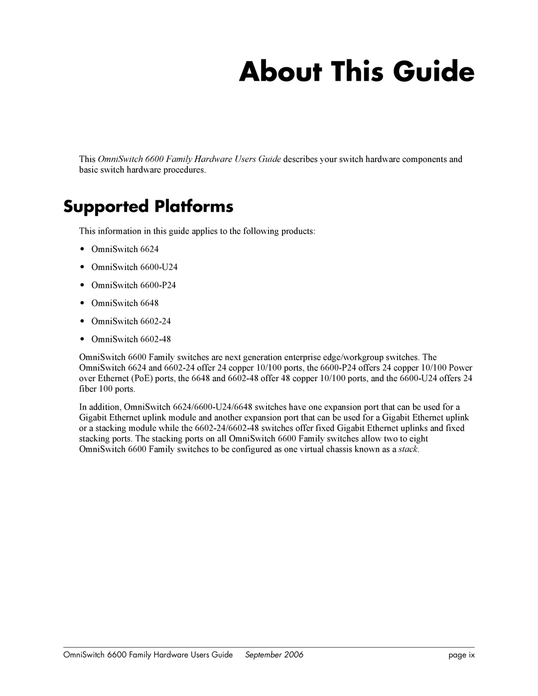 Alcatel-Lucent 6600 manual About This Guide, Supported Platforms 