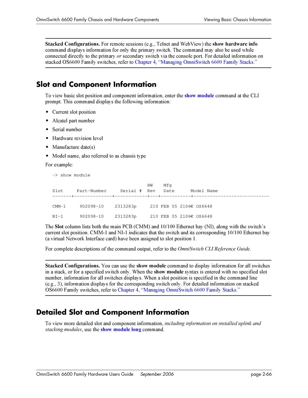 Alcatel-Lucent 6600 manual Detailed Slot and Component Information 