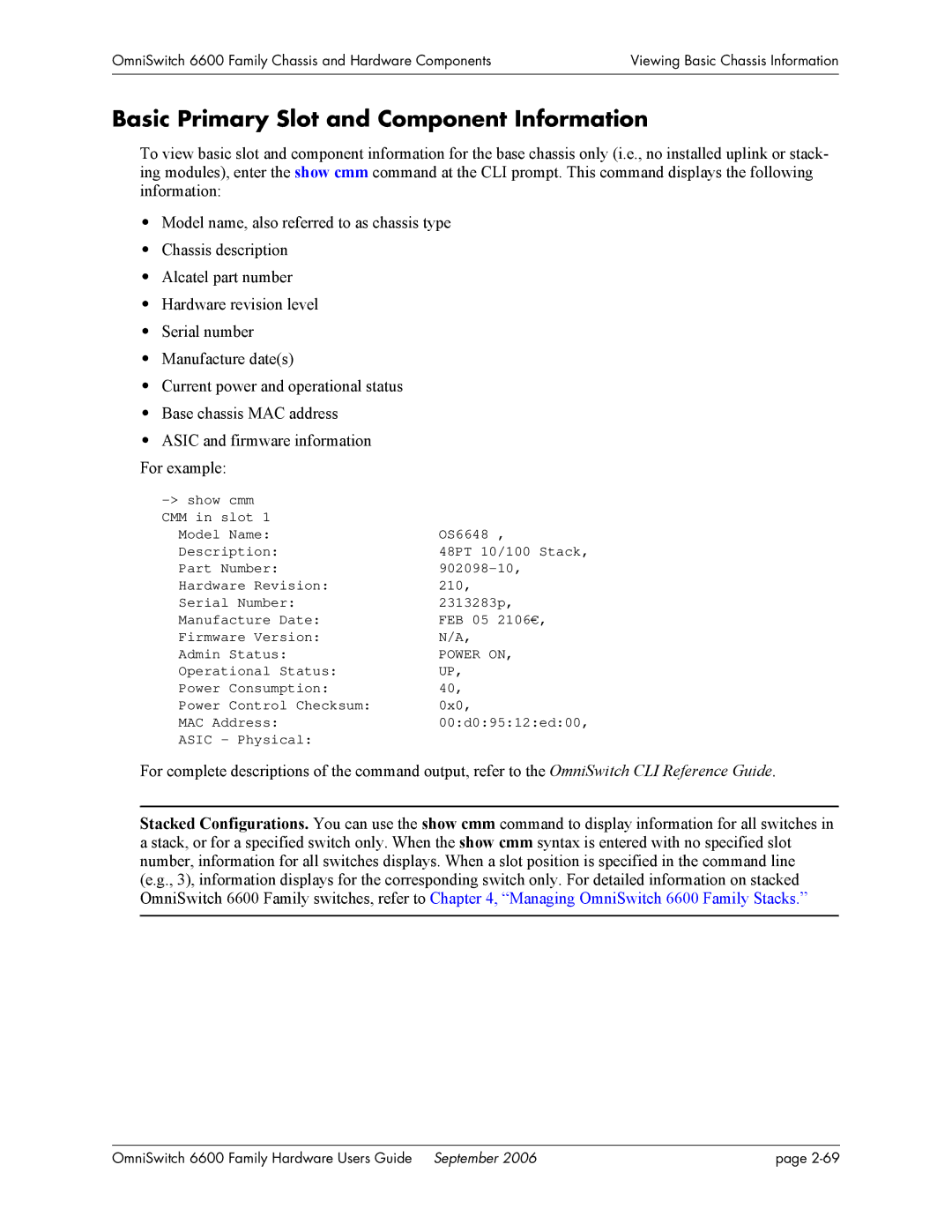 Alcatel-Lucent 6600 manual Basic Primary Slot and Component Information 