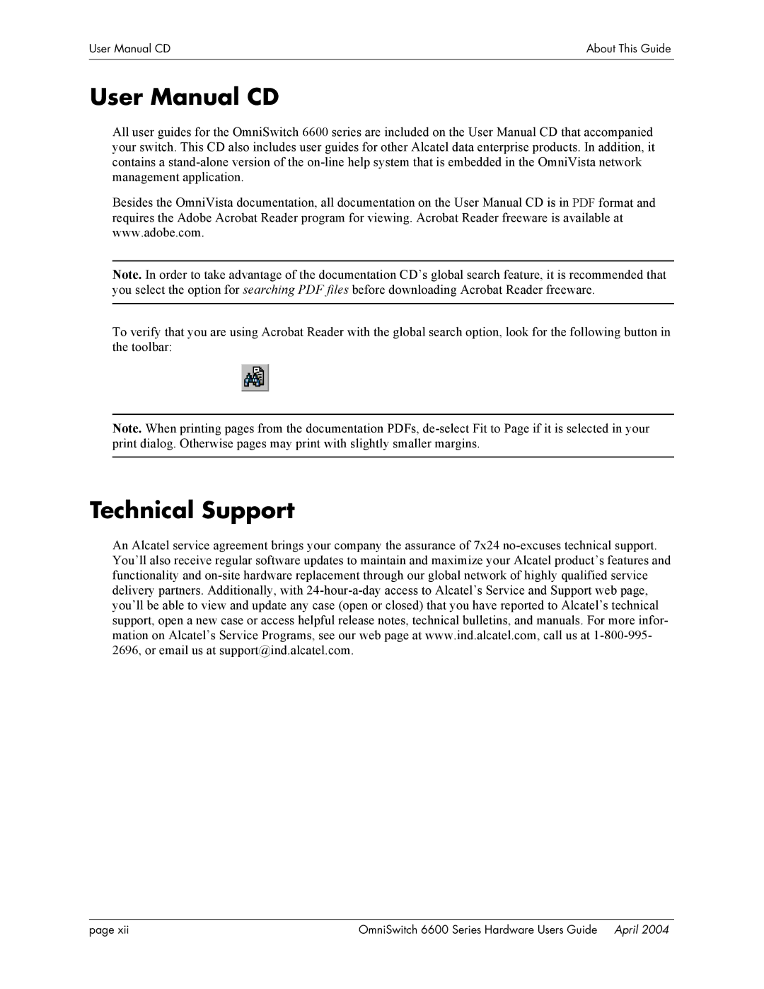 Alcatel-Lucent 6648, 6624, 6600 Series manual Technical Support 