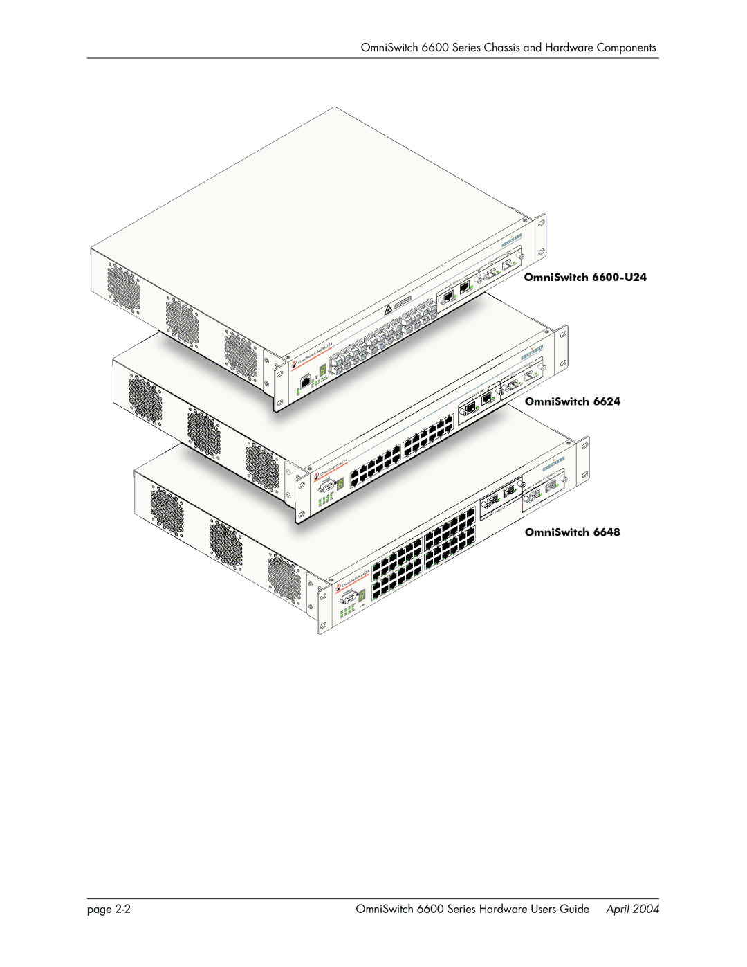 Alcatel-Lucent 6624, 6648 manual OmniSwitch 6600 Series Chassis and Hardware Components 