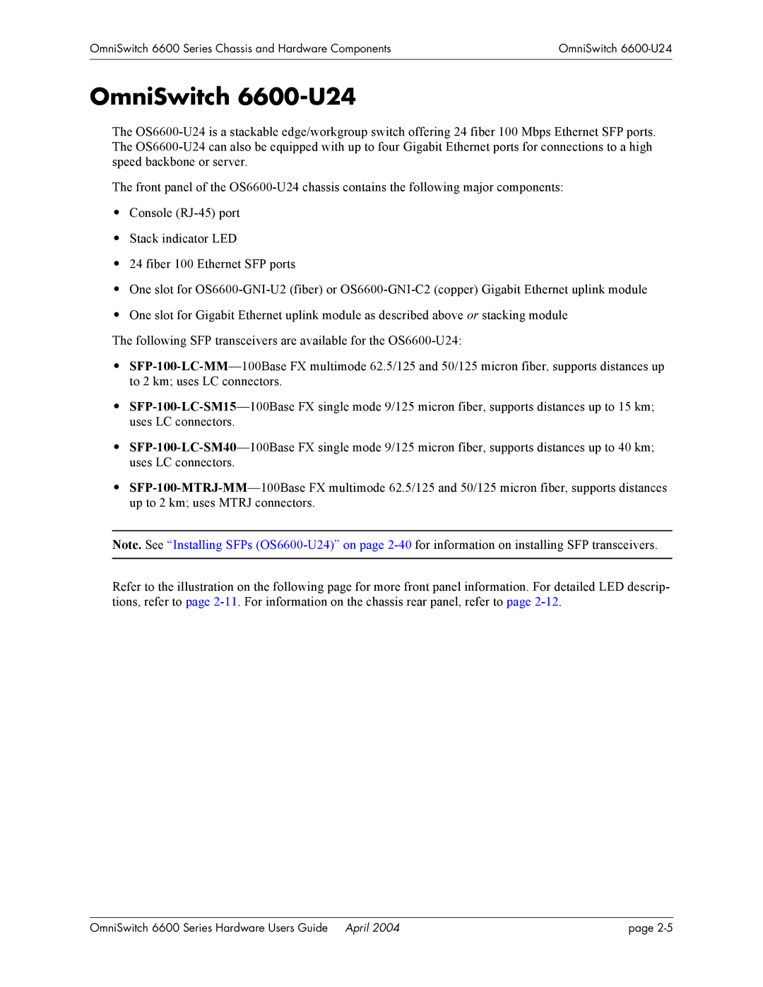 Alcatel-Lucent 6624, 6648, 6600 Series manual OmniSwitch 6600-U24 