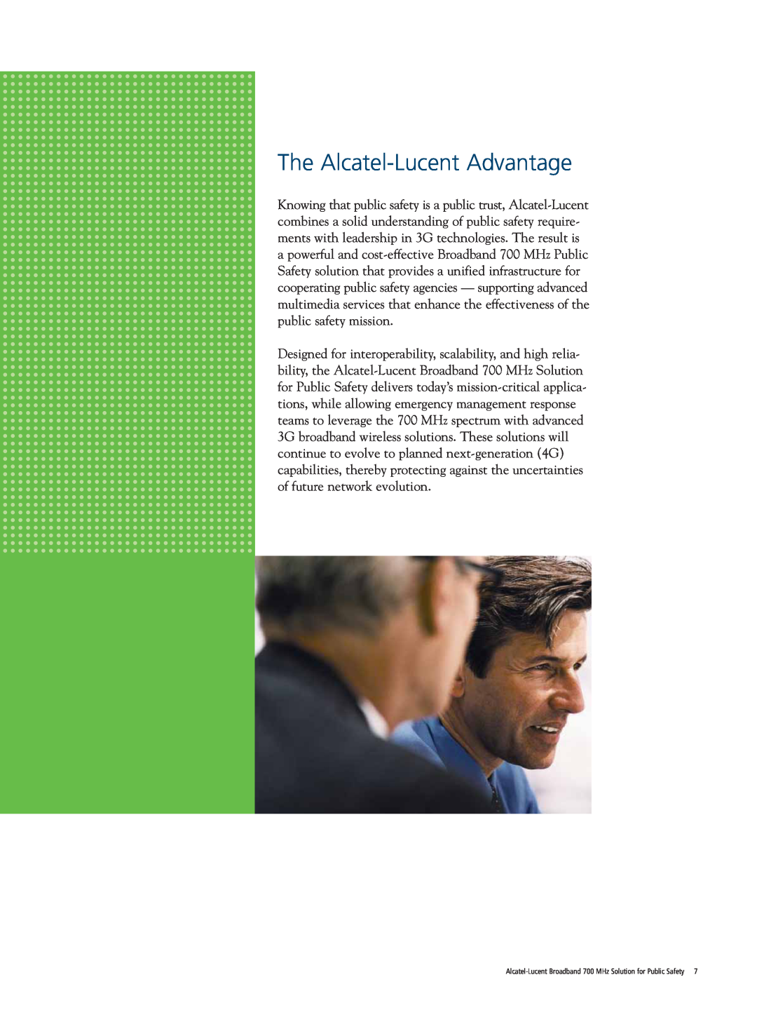 Alcatel-Lucent 700 MHz manual The Alcatel-Lucent Advantage 