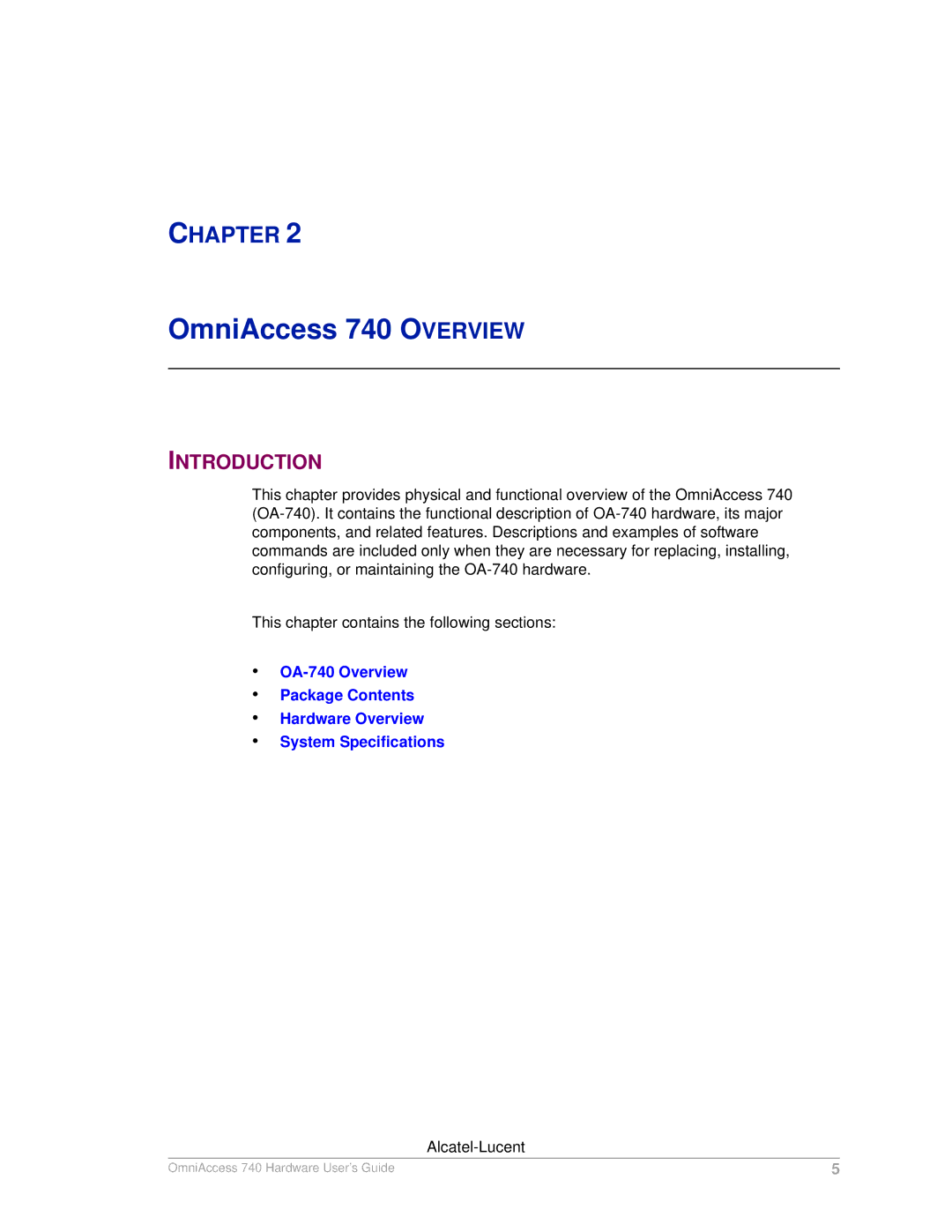 Alcatel-Lucent manual OmniAccess 740 Overview, Introduction 