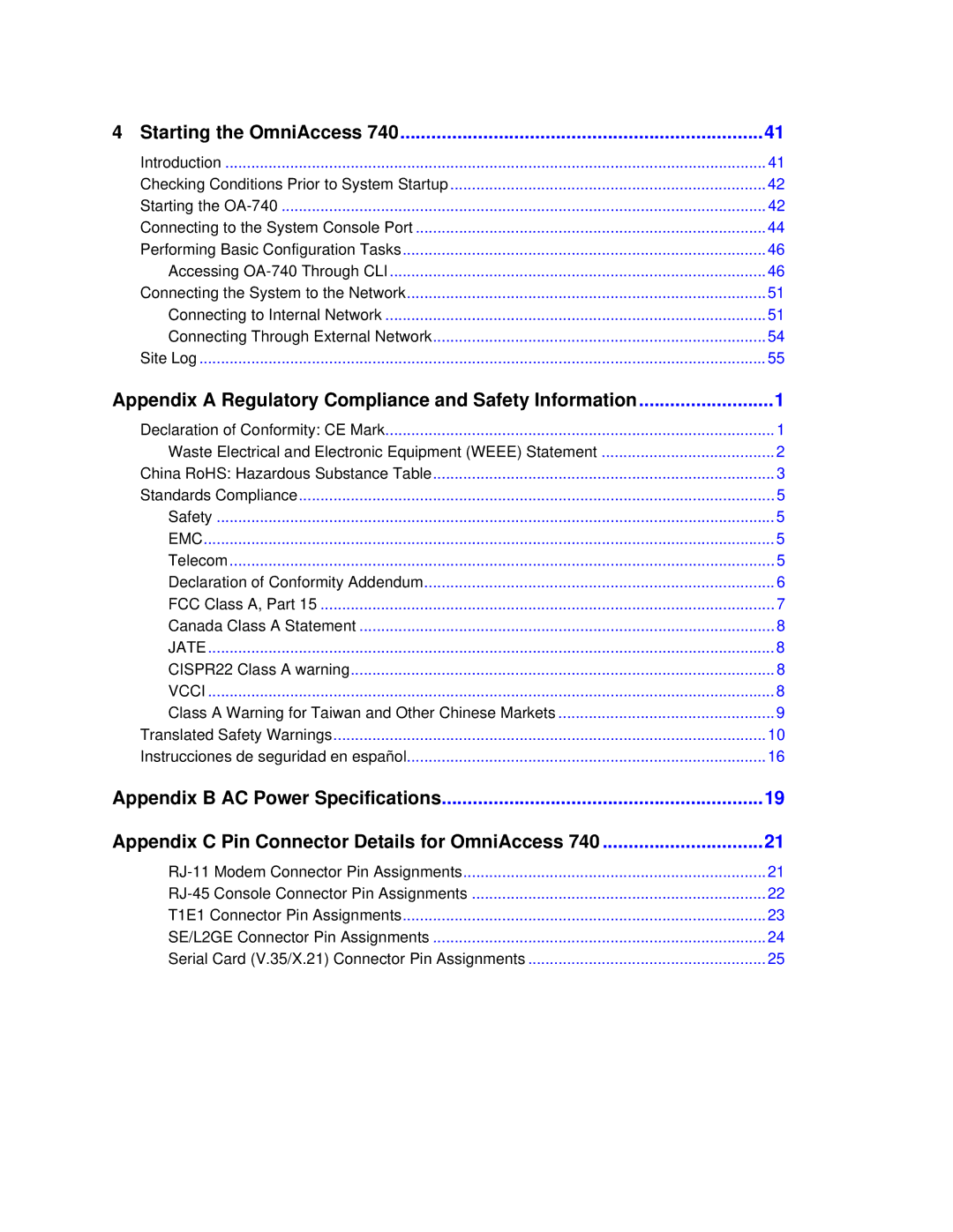 Alcatel-Lucent 740 manual Starting the OmniAccess 