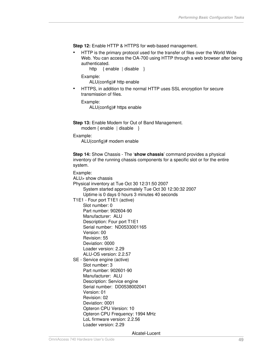 Alcatel-Lucent 740 manual Http enabledisable 