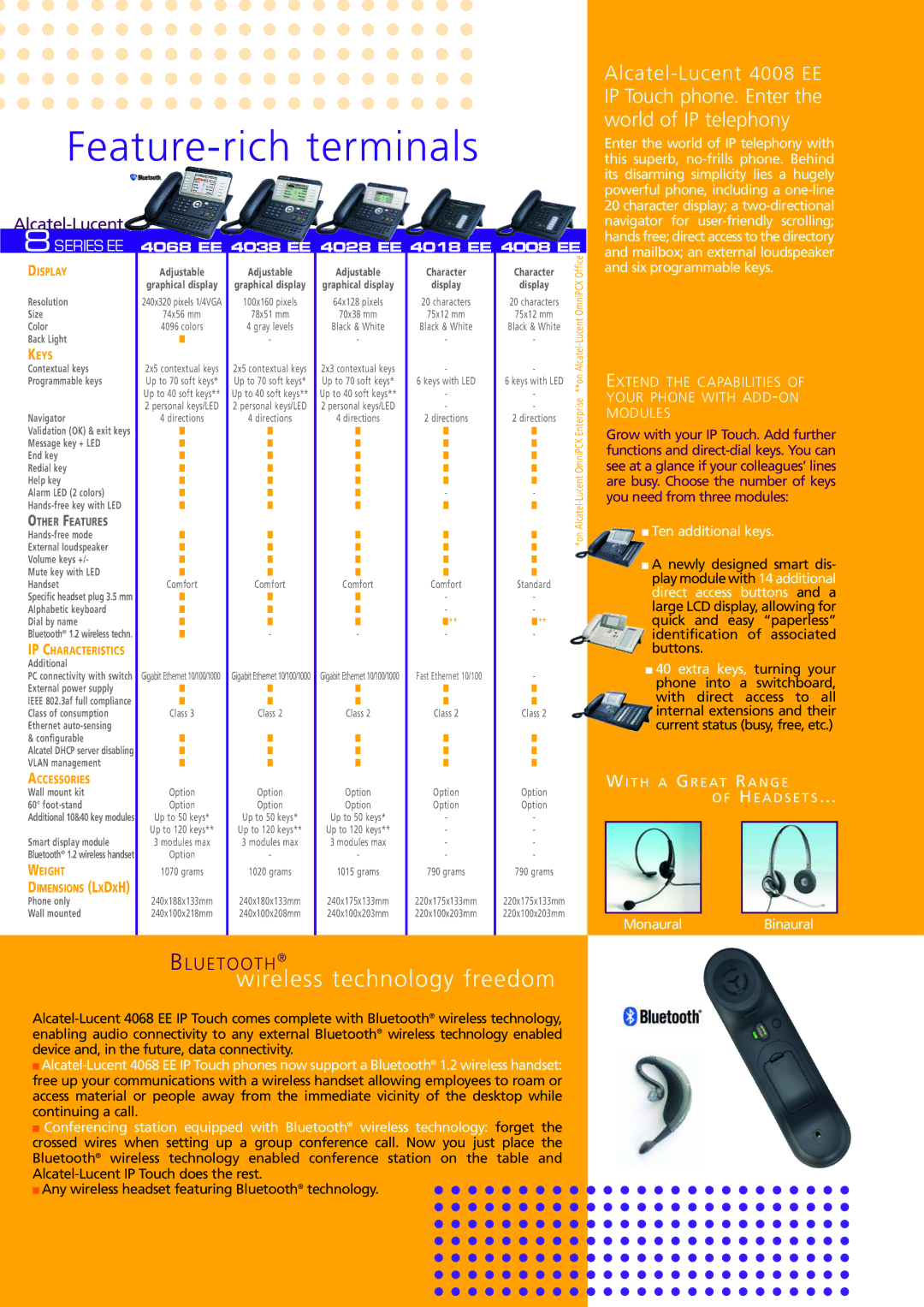 Alcatel-Lucent 8 Series manual Feature-rich terminals, 8SERIES EE 