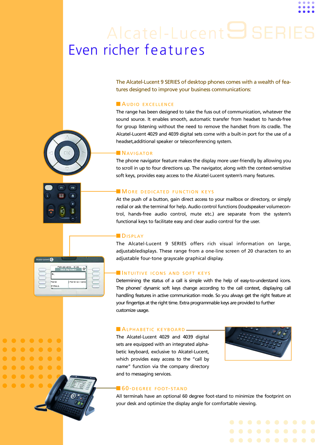 Alcatel-Lucent 9 Series manual Alcatel-Lucent9SERIES, Even richer features 