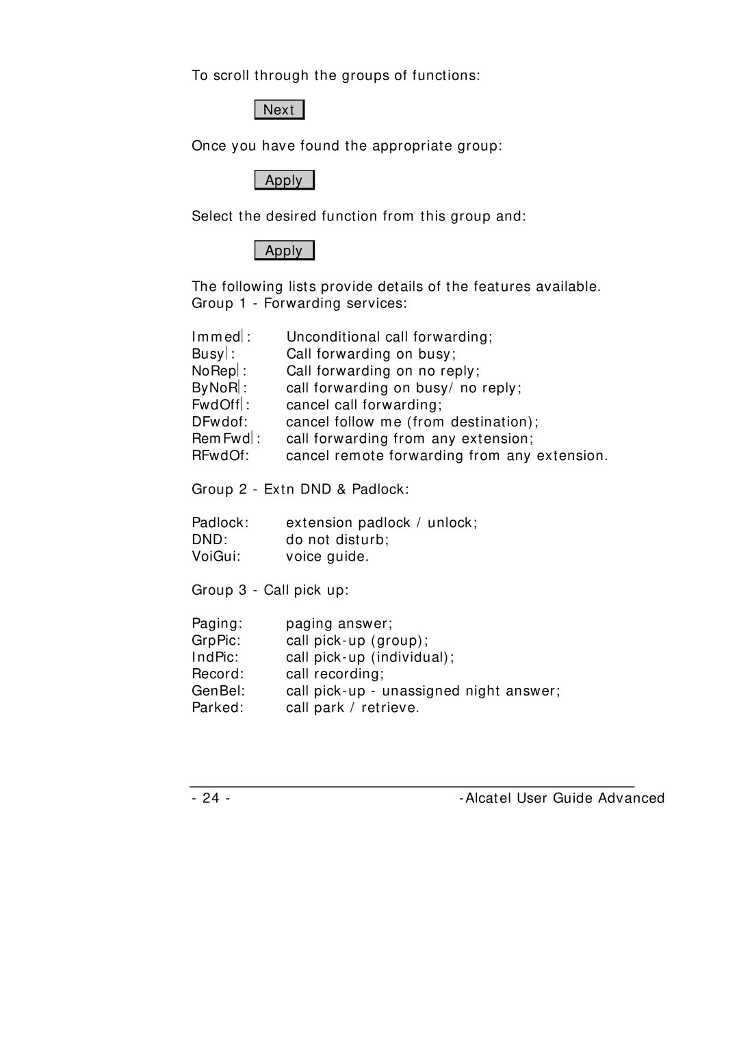 Alcatel-Lucent Alcatel 4400 manual Dnd 