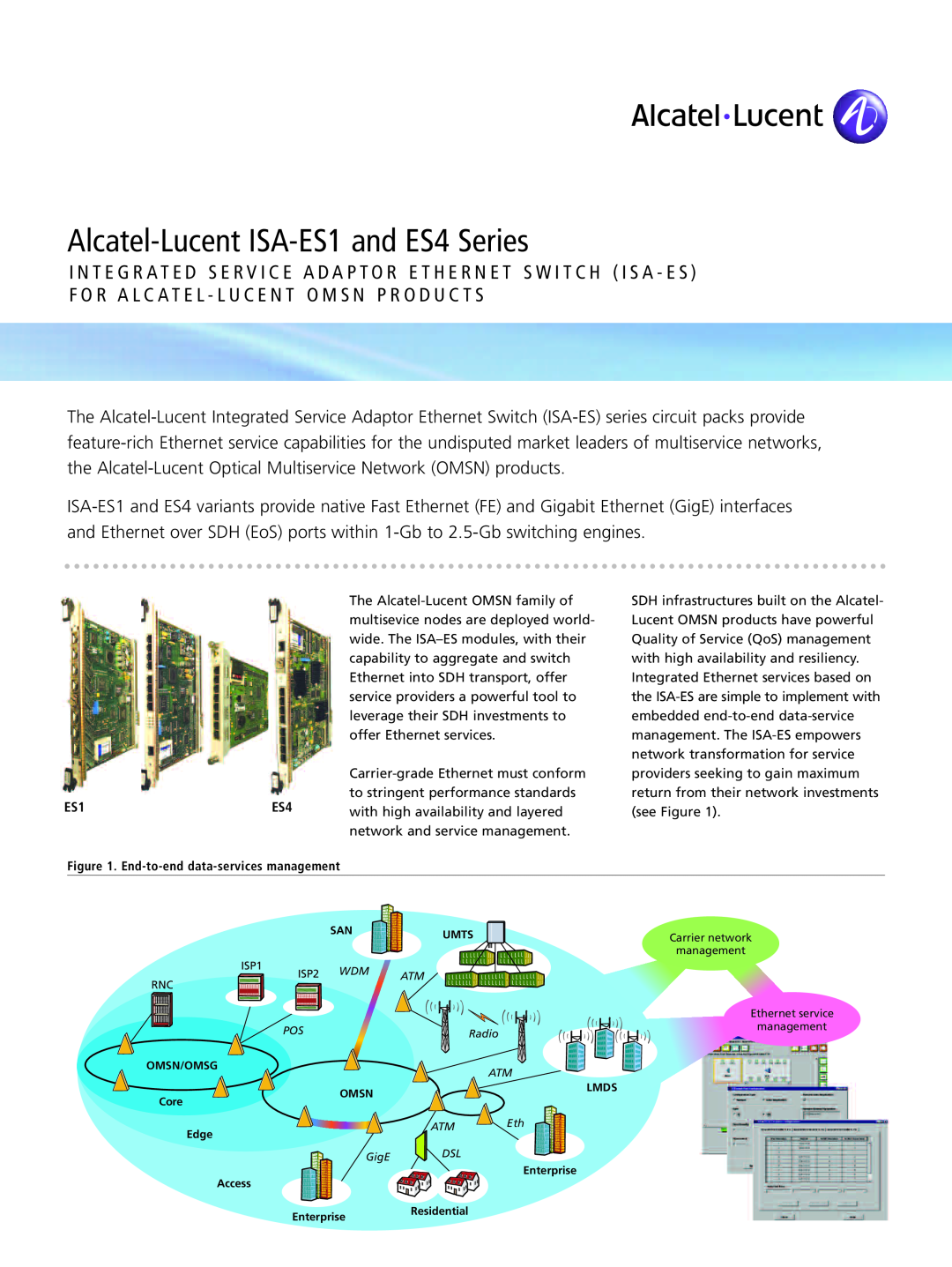Alcatel-Lucent manual Alcatel-Lucent ISA-ES1 and ES4 Series, Net Switch I Sa-E S, T O Msn Produc 