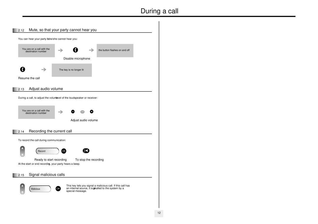 Alcatel-Lucent IP Touch 4008 Mute, so that your party cannot hear you, Adjust audio volume, Recording the current call 