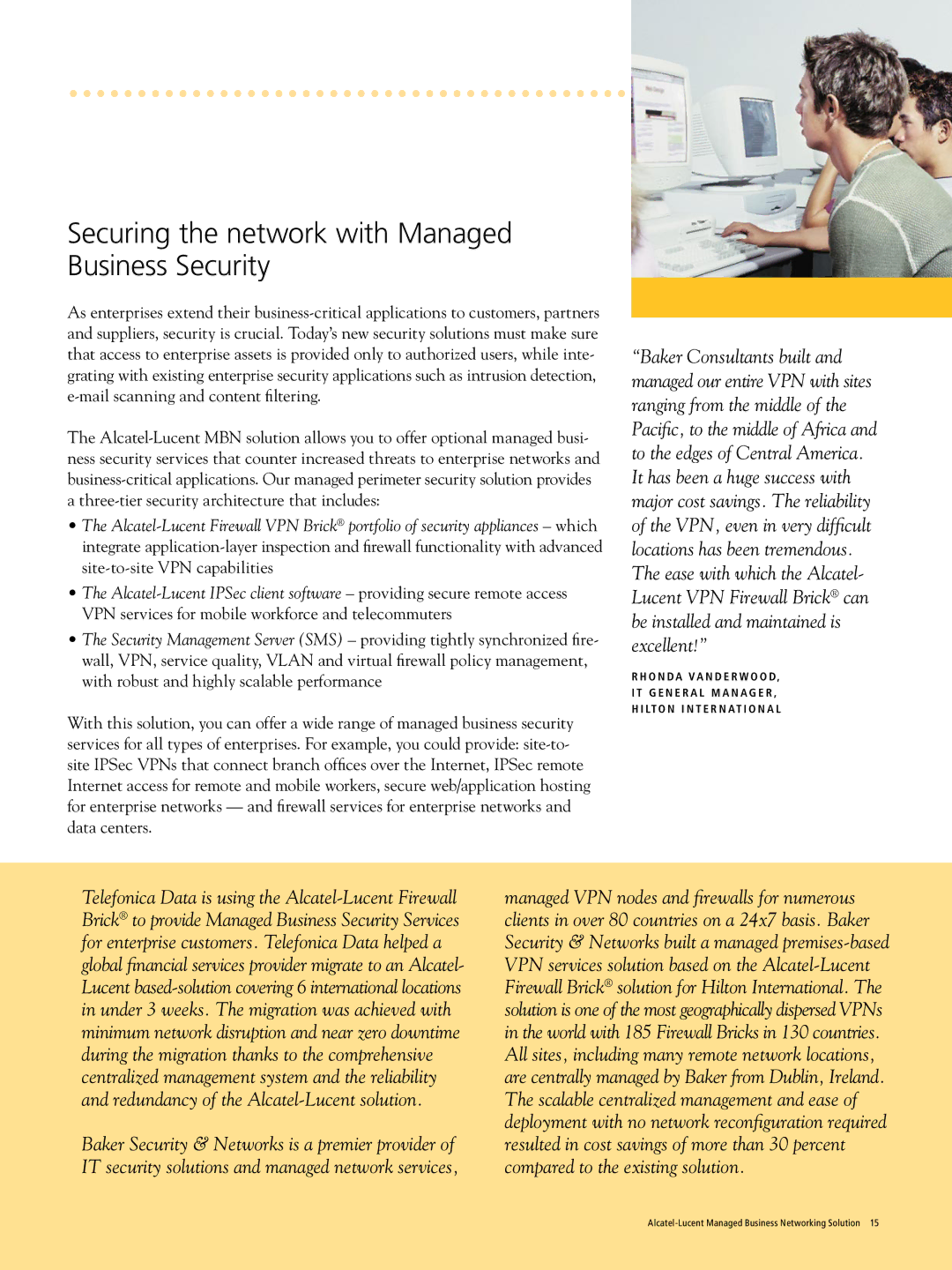 Alcatel-Lucent Managed Business Network manual Securing the network with Managed Business Security 