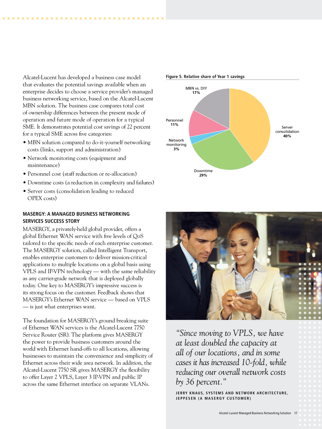 Alcatel-Lucent Managed Business Network manual Personnel cost staff reduction or re-allocation 