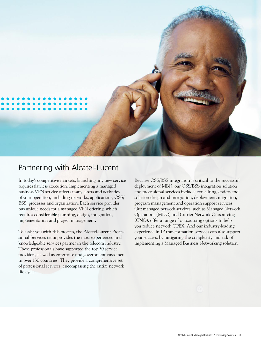 Alcatel-Lucent Managed Business Network manual Partnering with Alcatel-Lucent 