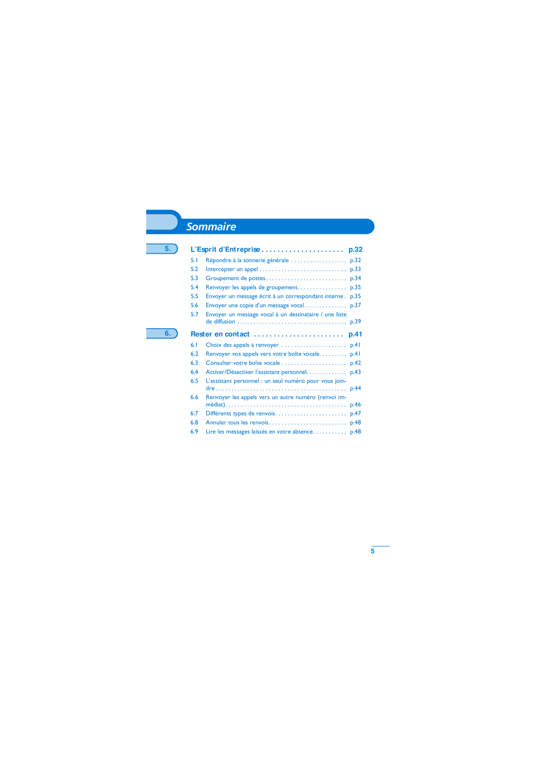 Alcatel-Lucent Mobile Reflexes 100 manual L’Esprit d’Entreprise, Rester en contact, p.32, p.41, Sommaire 