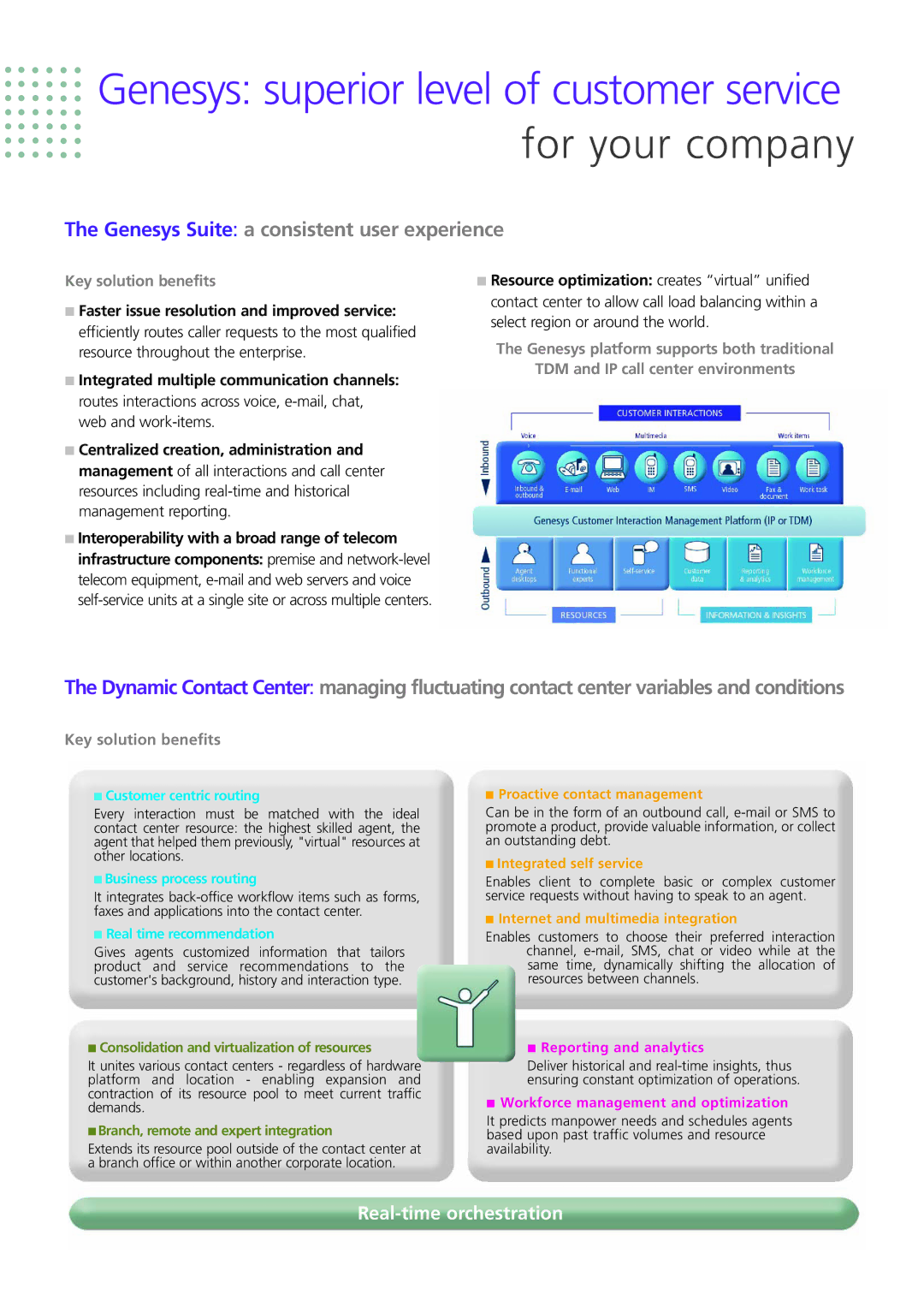 Alcatel-Lucent OmniGenesys manual Genesys superior level of customer service, For your company 