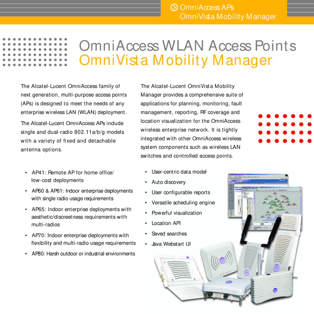 Alcatel-Lucent OS9000 manual OmniVista Mobility Manager 