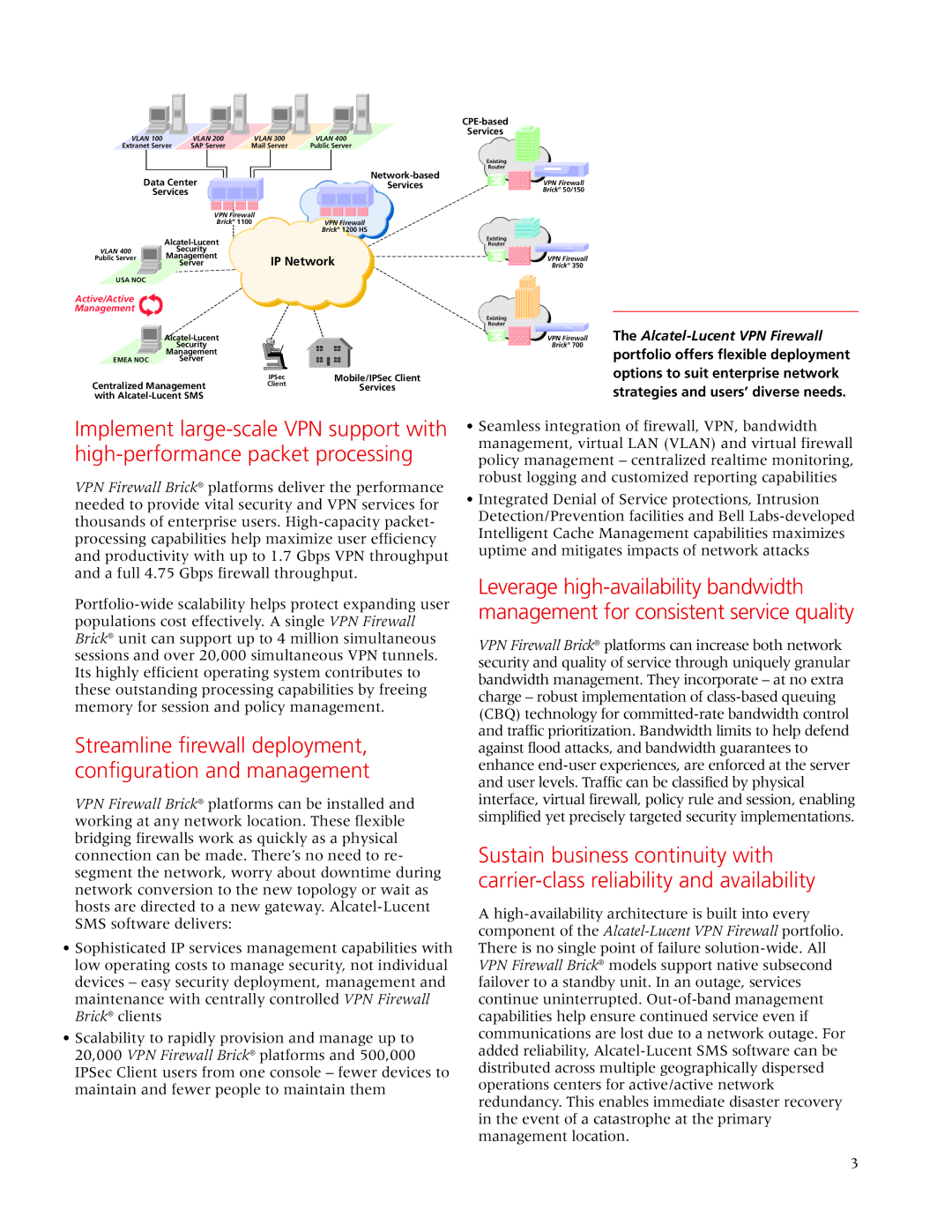 Alcatel-Lucent VPN Firewall Portfolio manual Streamline firewall deployment, configuration and management 