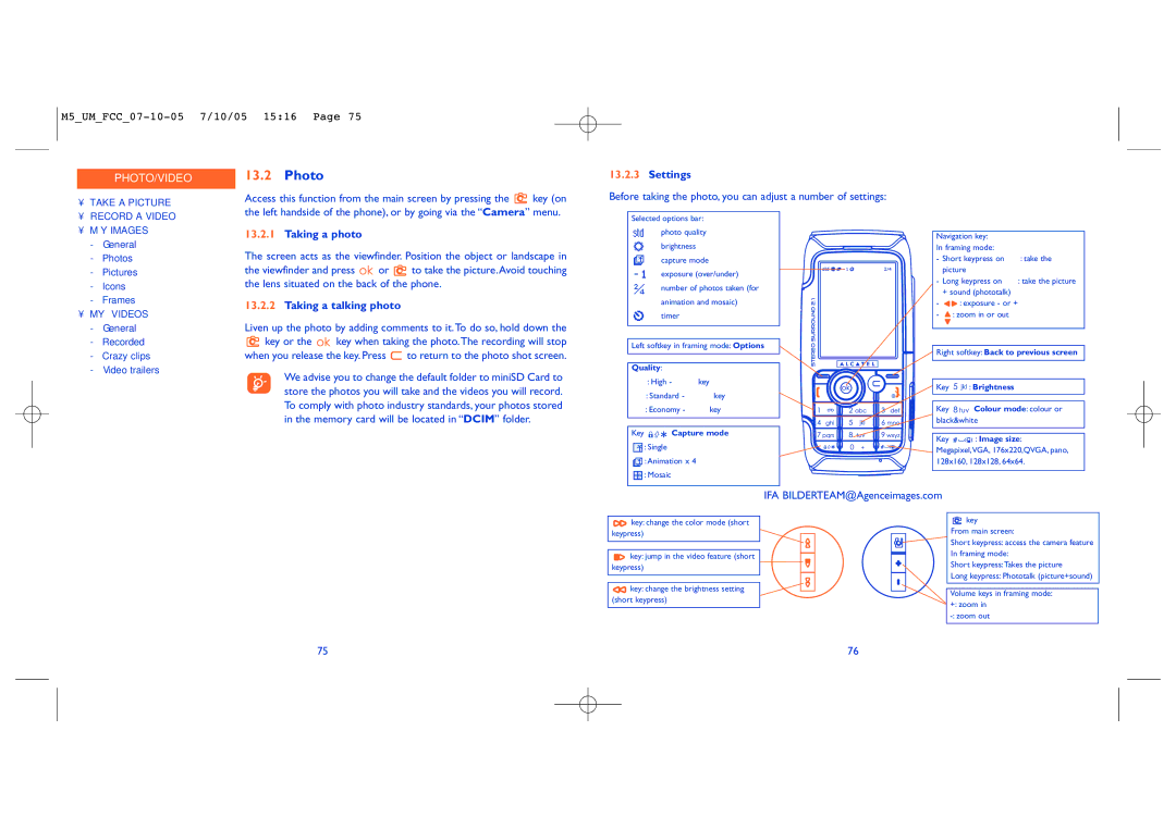 Alcatel Mobile Phone manual Photo, Taking a photo, Taking a talking photo, IFA BILDERTEAM@Agenceimages.com 