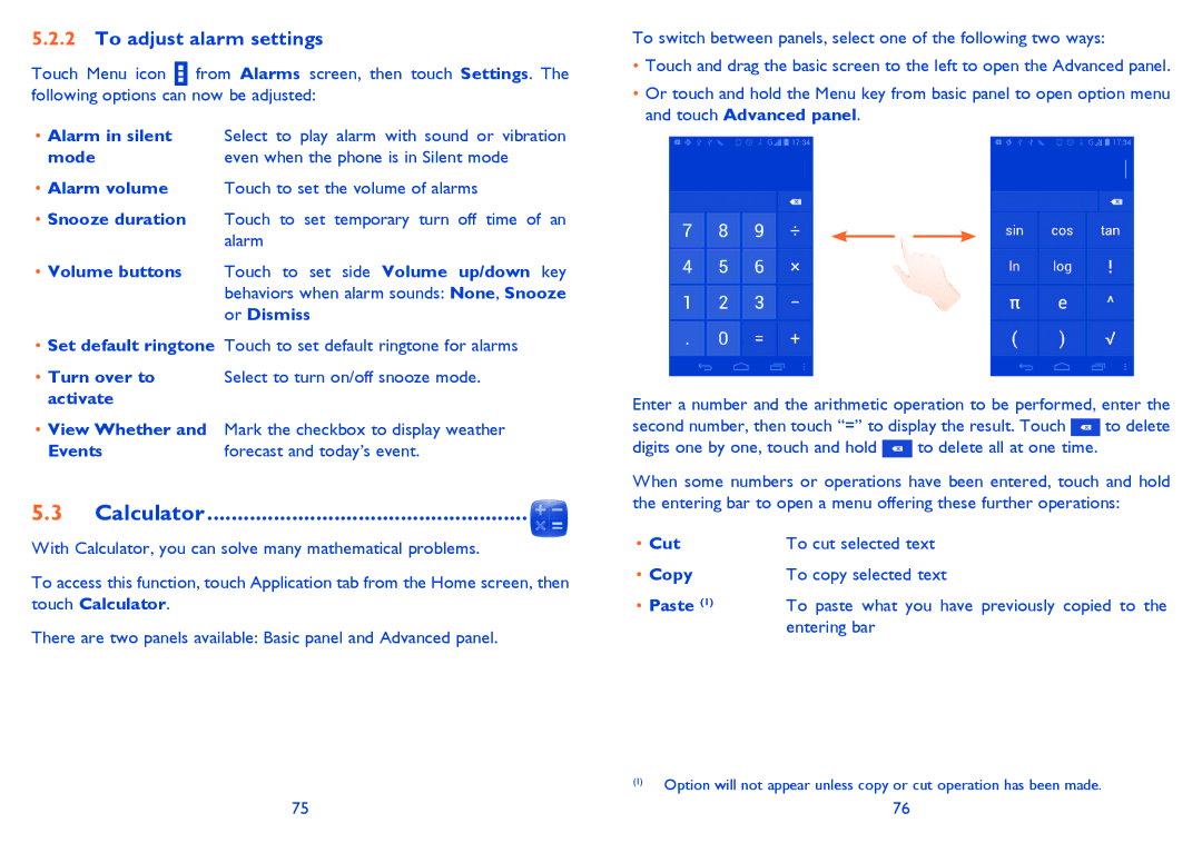 Alcatel 5021E, M'Pop, 5020D manual Calculator, To adjust alarm settings 