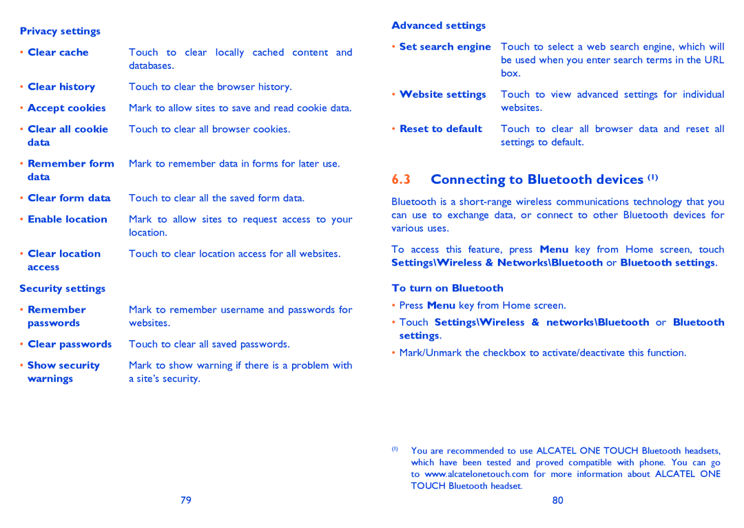 Alcatel ONE TOUCH 903/903D manual Connecting to Bluetooth devices 