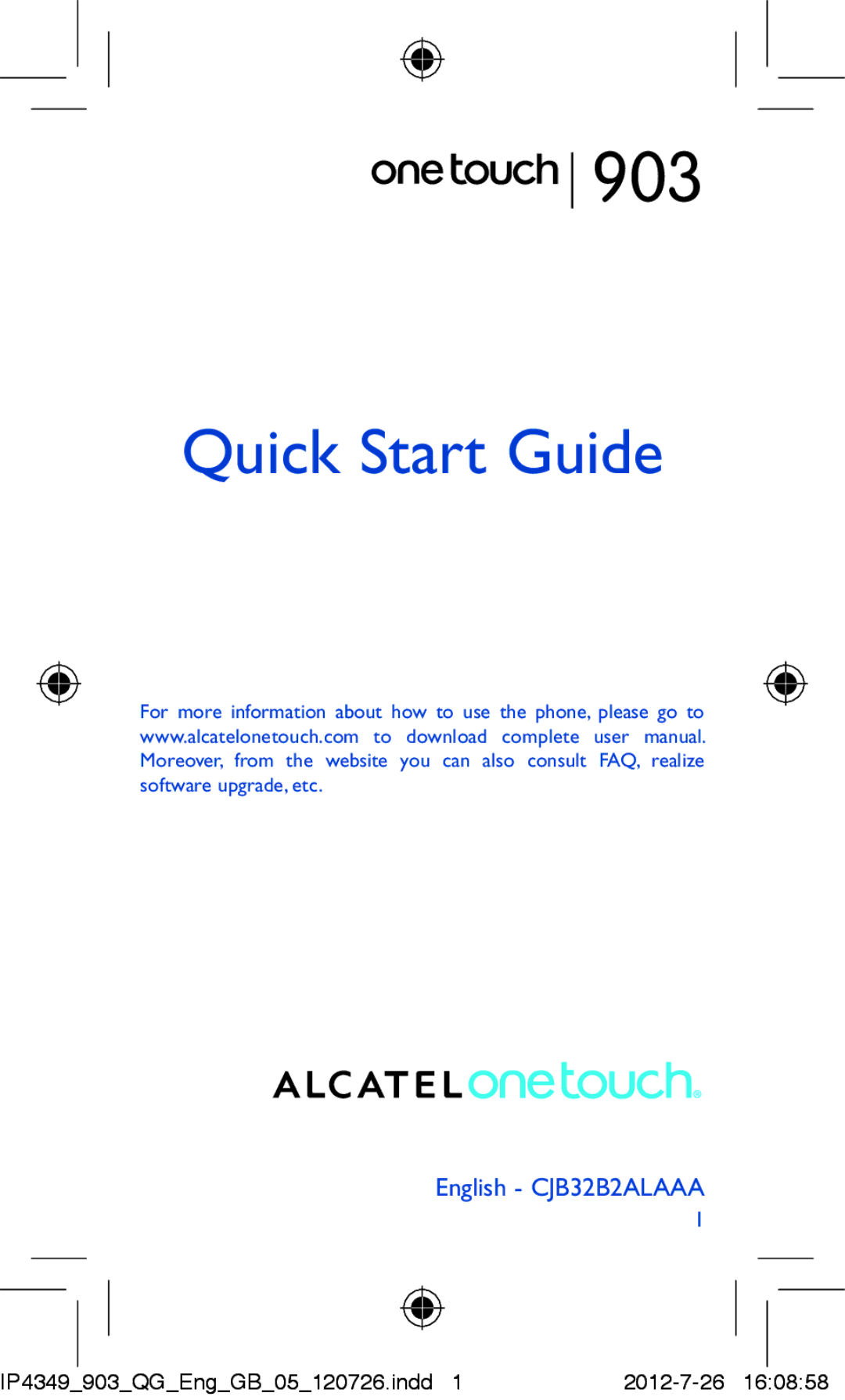 Alcatel ONE TOUCH 903/903D manual 