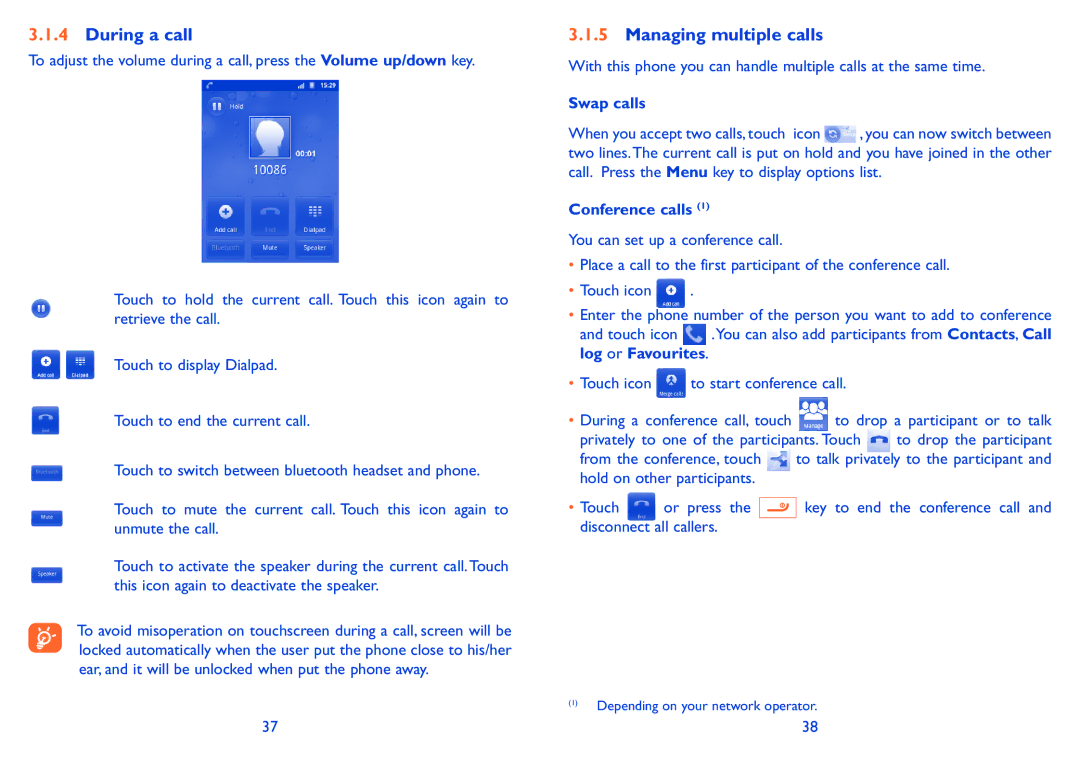 Alcatel ONE TOUCH 910 manual During a call, Managing multiple calls, Swap calls, Conference calls 