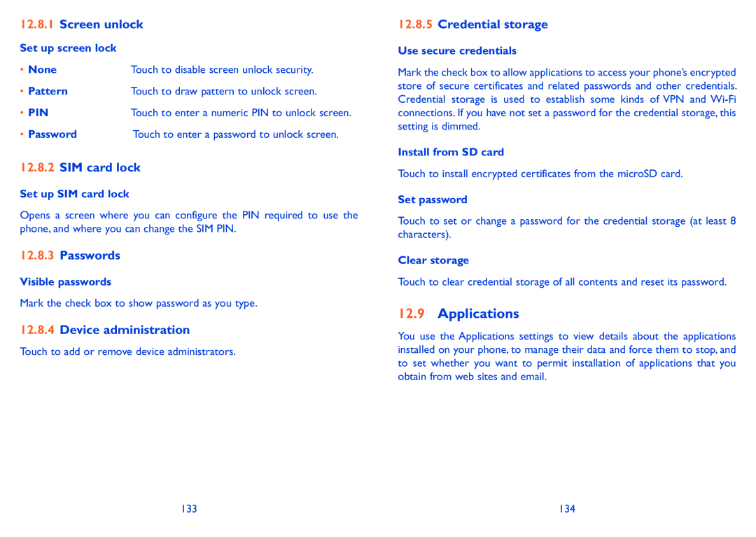 Alcatel ONE TOUCH 916/916D manual Applications 