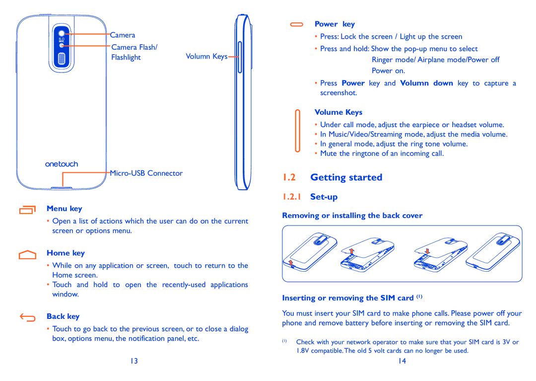 Alcatel ONE TOUCH 993/993D manual Getting started, Set-up 