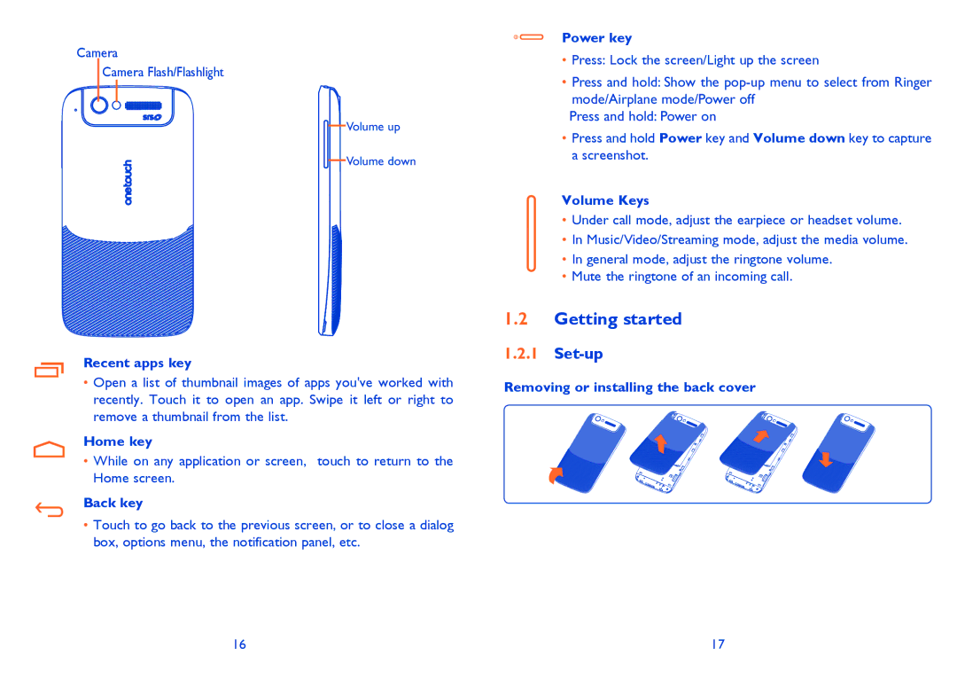 Alcatel ONE TOUCH 997/997D/998 manual Getting started, Set-up 