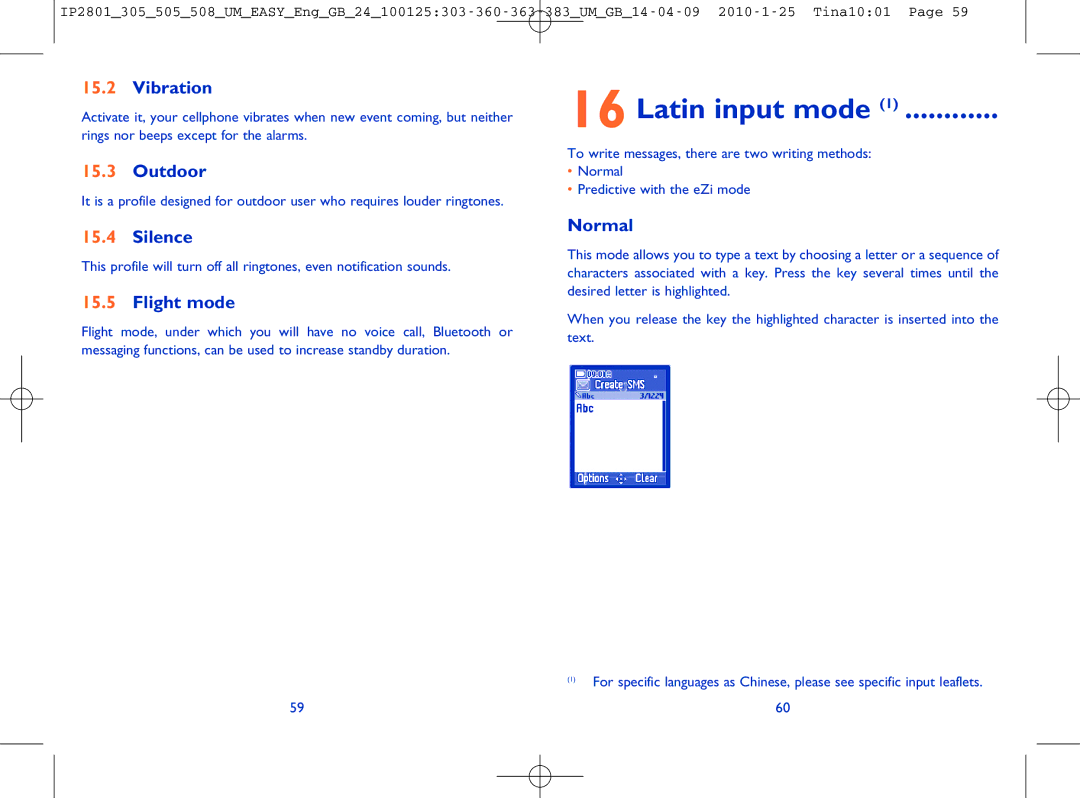 Alcatel OT-505 manual Latin input mode 