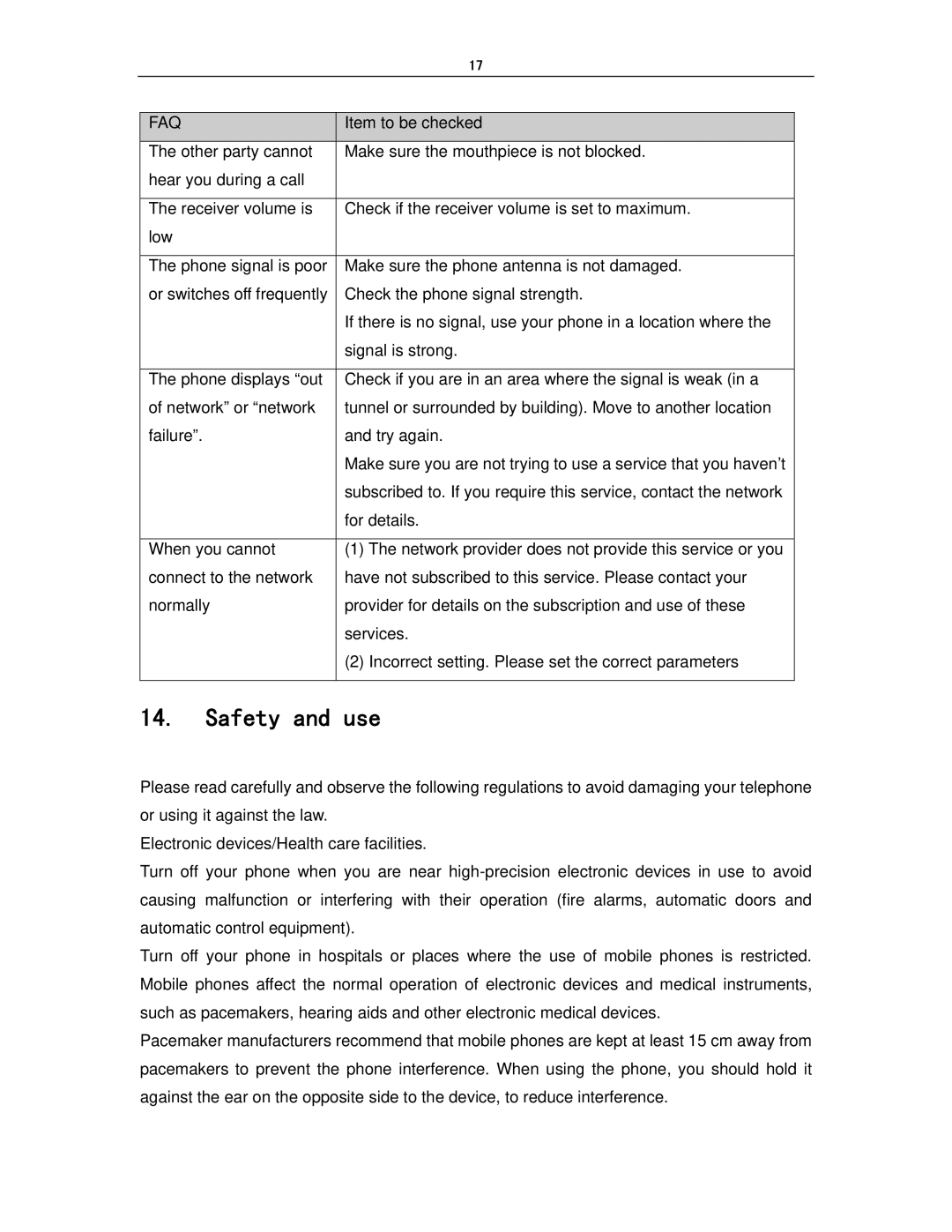 Alcatel OT-S319C manual Safety and use 